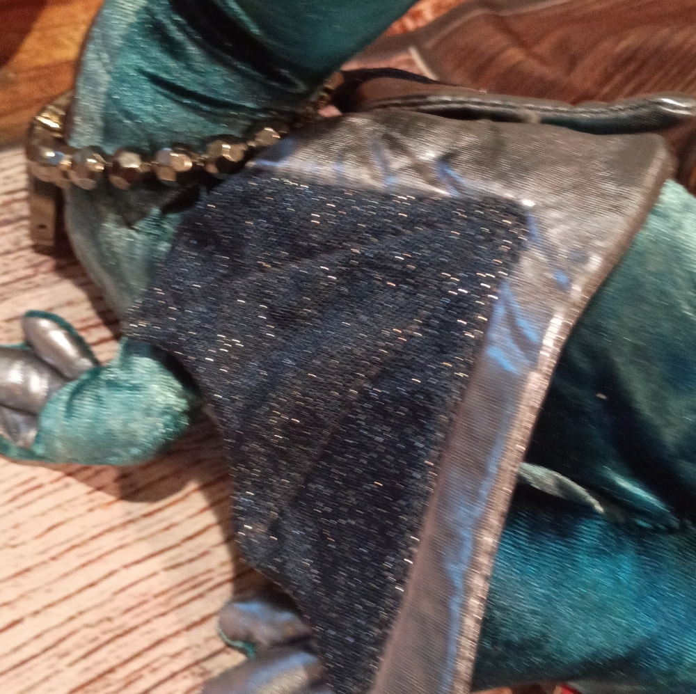 Douglas Dragon Plush Toy-Teal Green Silver Wings W/ *Bonus* Matching Necklace - Picture 8 of 11